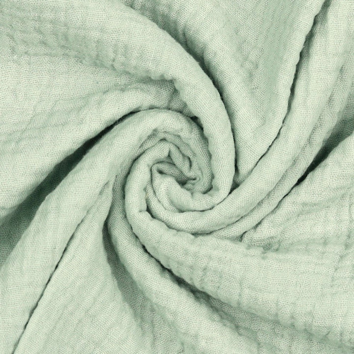 MINTGRÖN EKOLOGISK MUSLIN – MJUKT DUBBELLAG MUSLINTYG (DUBBEL GASVÄV)