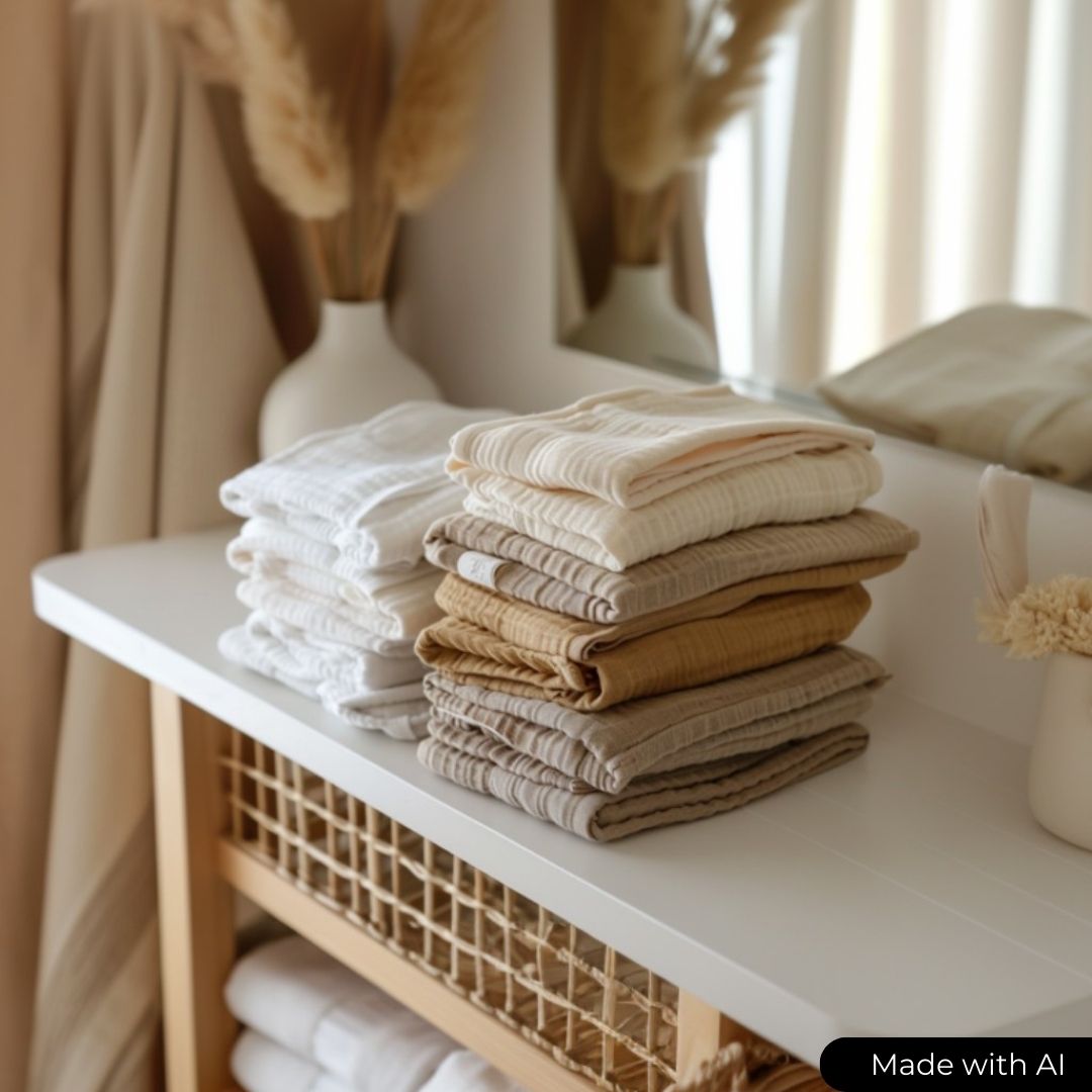 BEIGE EKOLOGISK MUSLIN – MJUKT DUBBELLAG MUSLINTYG (DUBBEL GASVÄV)