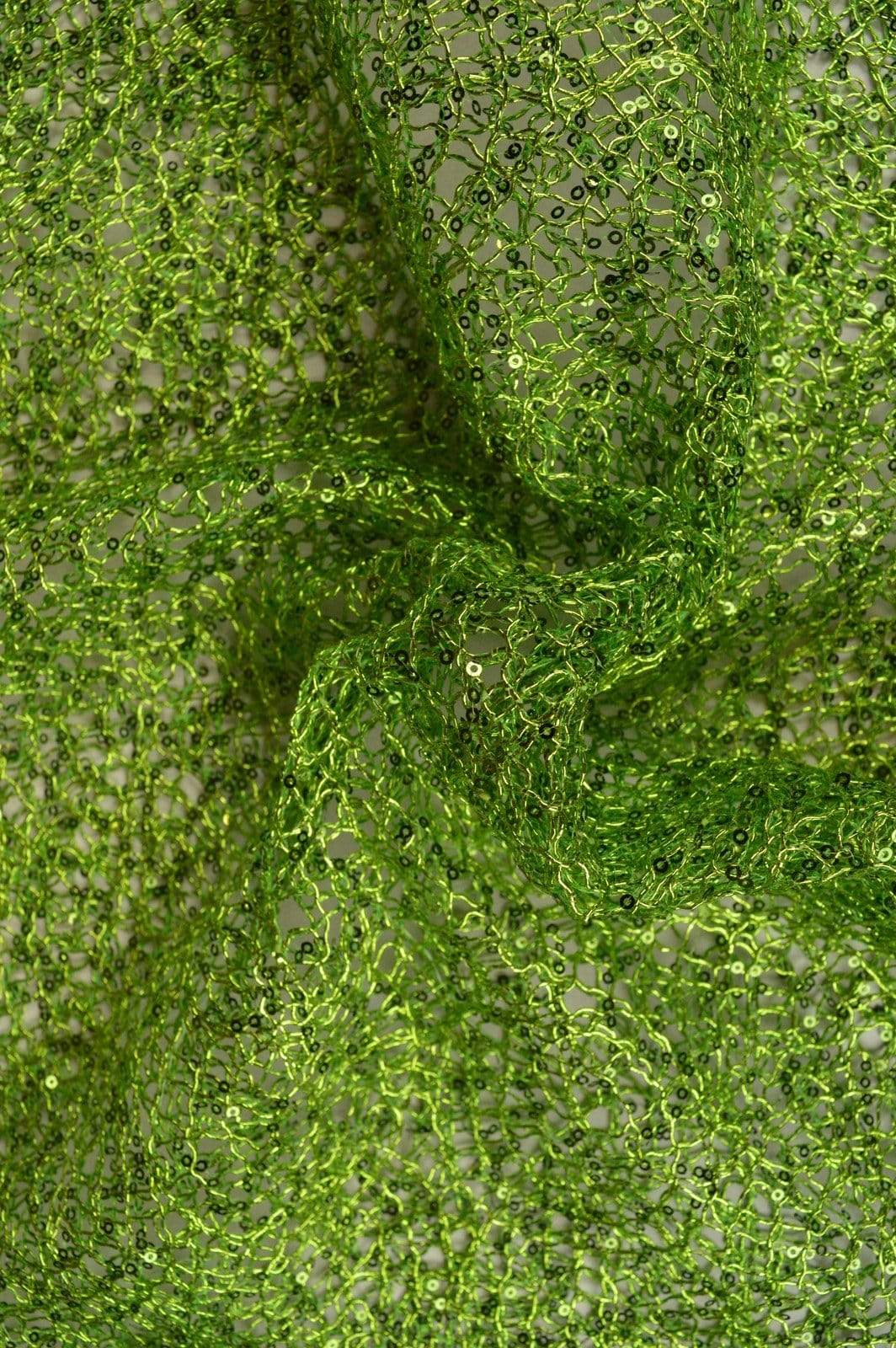 LIMEGRÖN TRANSPARENT PALJETTYG - GLITTER TYG UTAN STRETCH