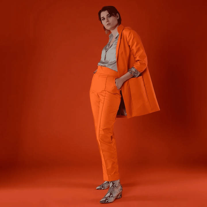 ORANGE TWILL TYG FÖR BYXOR ELLER YTTERKLÄDER