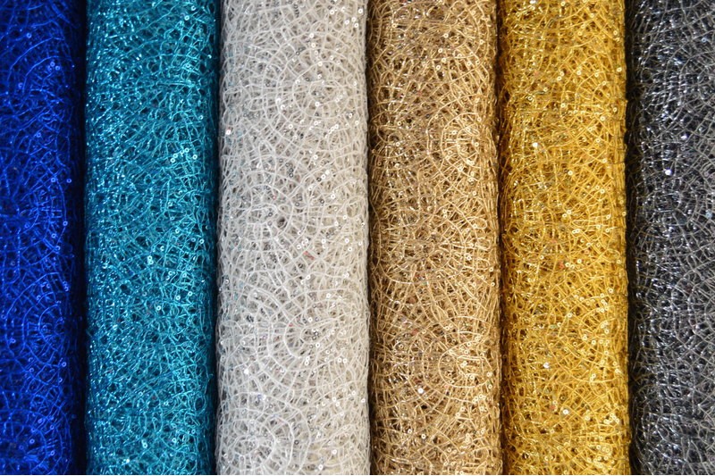 LAXFÄRGAD TRANSPARENT PALJETTYG - GLITTER TYG UTAN STRETCH
