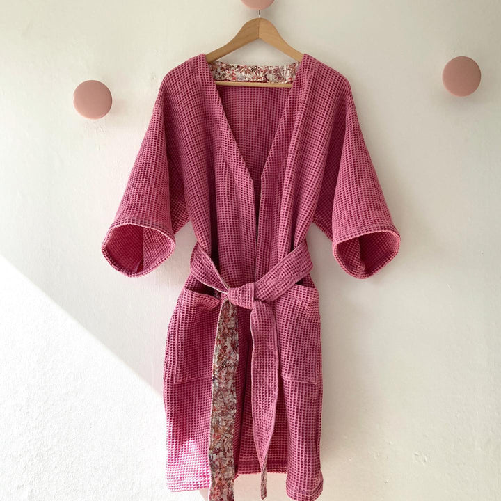 VINTAGE ROSA VÅFFELTYG TILL HANDDUKAR, BADROCKAR OCH KLÄDER
