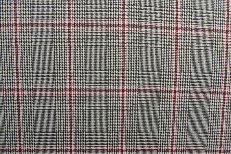 SVART, VIT OCH RÖD ULLTYG MED TWEEDSTRUKTUR MED HOUNDSTOOTH RUTOR