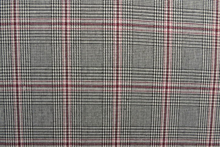 SVART, VIT OCH RÖD ULLTYG MED TWEEDSTRUKTUR MED HOUNDSTOOTH RUTOR