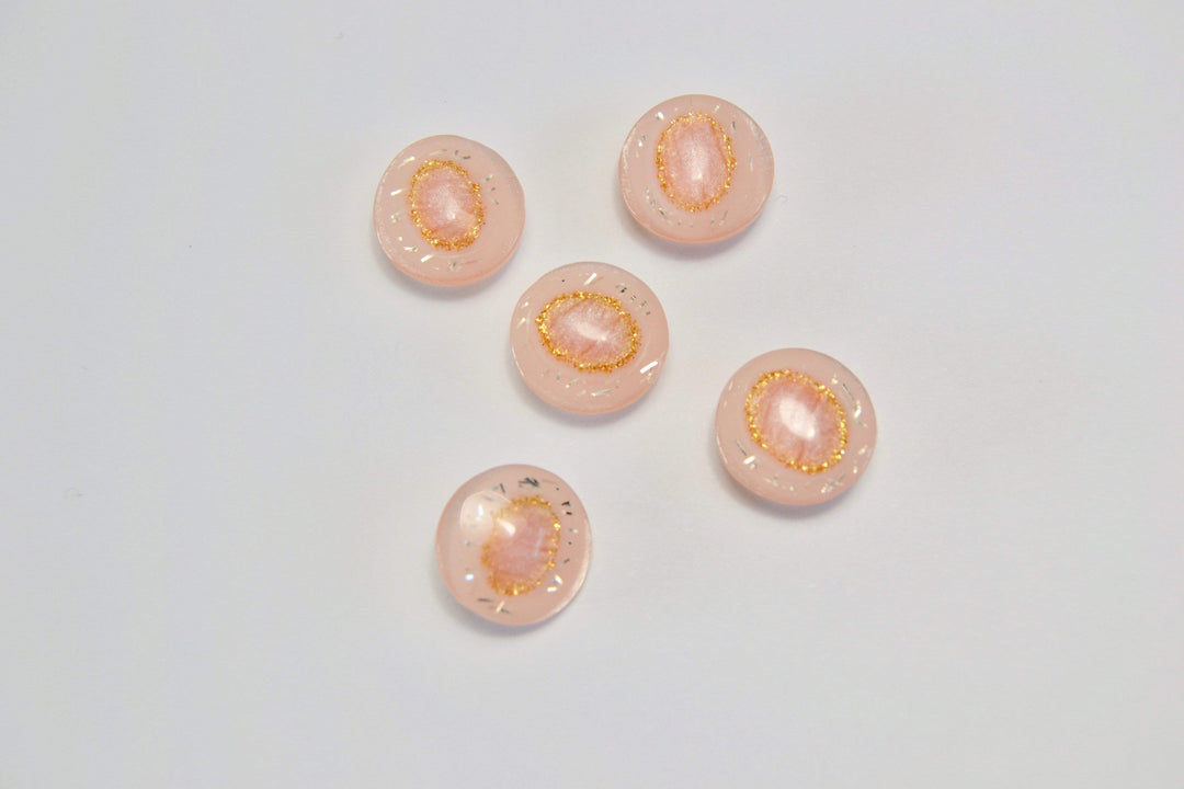 ROSA KNAPPAR MED GULDGLITTER 5 ST.