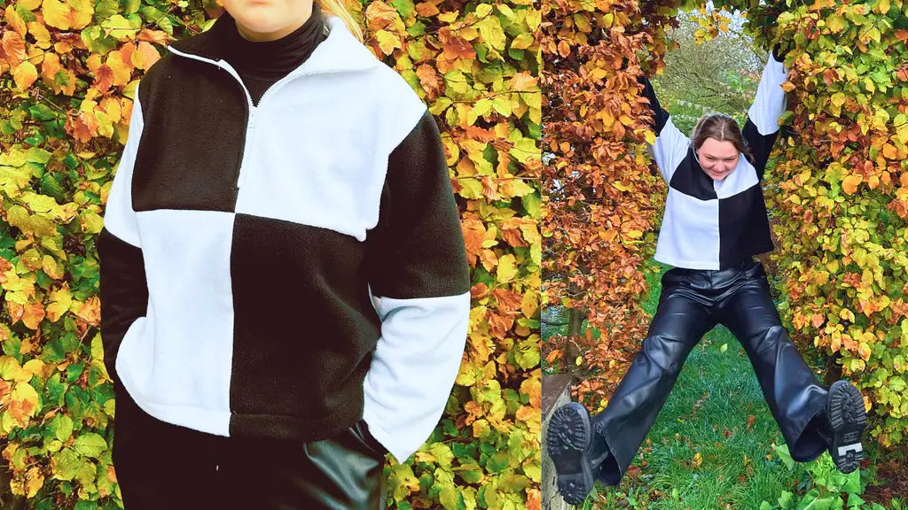 DIY: Sy en cool svart/vit fleece-tröja utan mönster