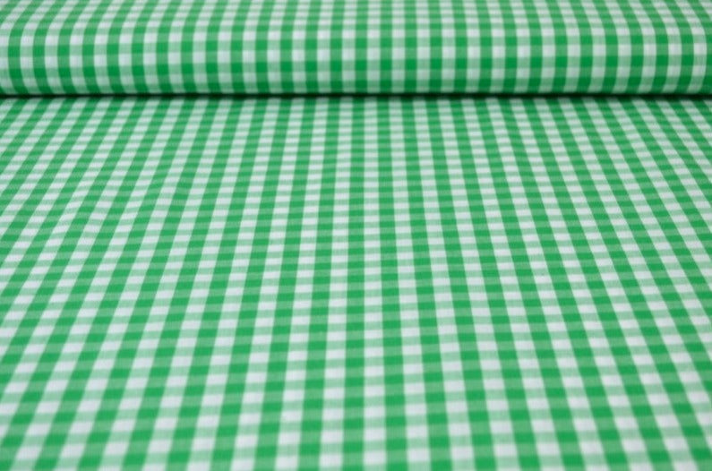 LJUSGRÖN GINGHAM RUTIGT BOMULLSTYG 6,5 MM GINGHAM RUTOR – OEKO-TEX BOMULL, LÄTT & ANDNINGSBART