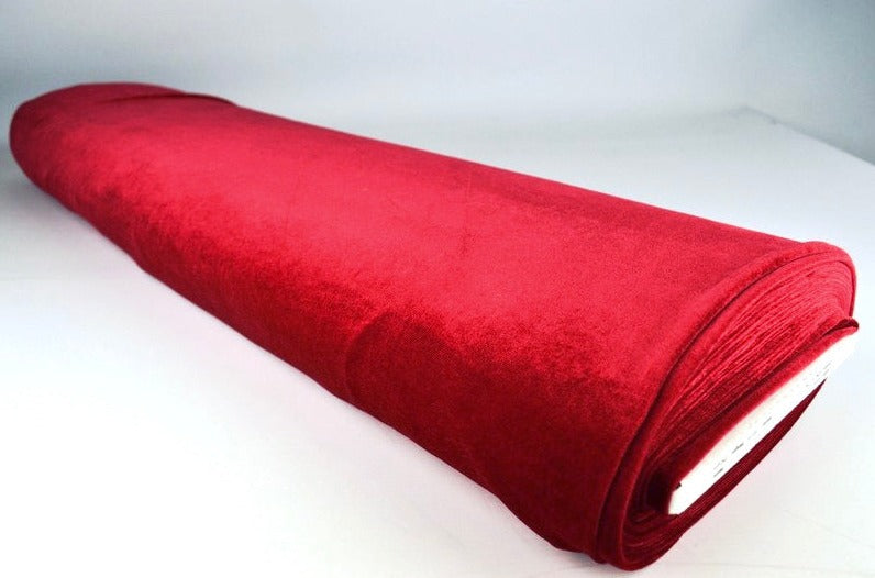 RØD VELOUR MED STRÆK (reststof - 95 cm)