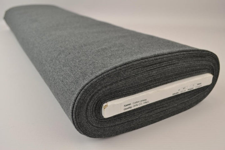 ANTRACIT MELANGE BOMULLSJERSEY – NATURLIG, ANDNINGSBAR & STRETCHIG