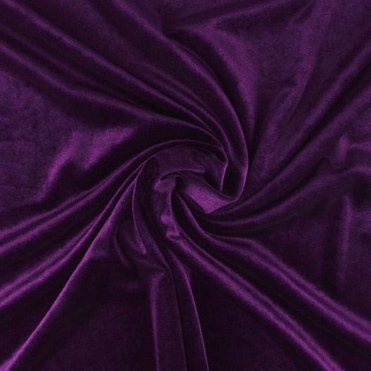 MÖRK LILA VELOUR MED STRETCH – MJUK STICKAD KVALITET