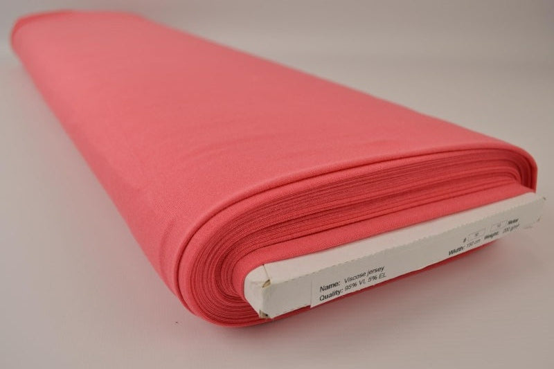 Koral pink viskose jersey - helhedsbillede