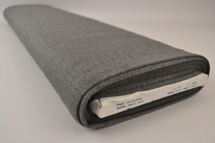 MÖRKGRÅ MELANGE VISCOSE JERSEY TYG MED STRETCH