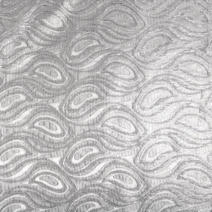SØLV SATIN JACQUARD STOF MED DRÅBEMOTIV