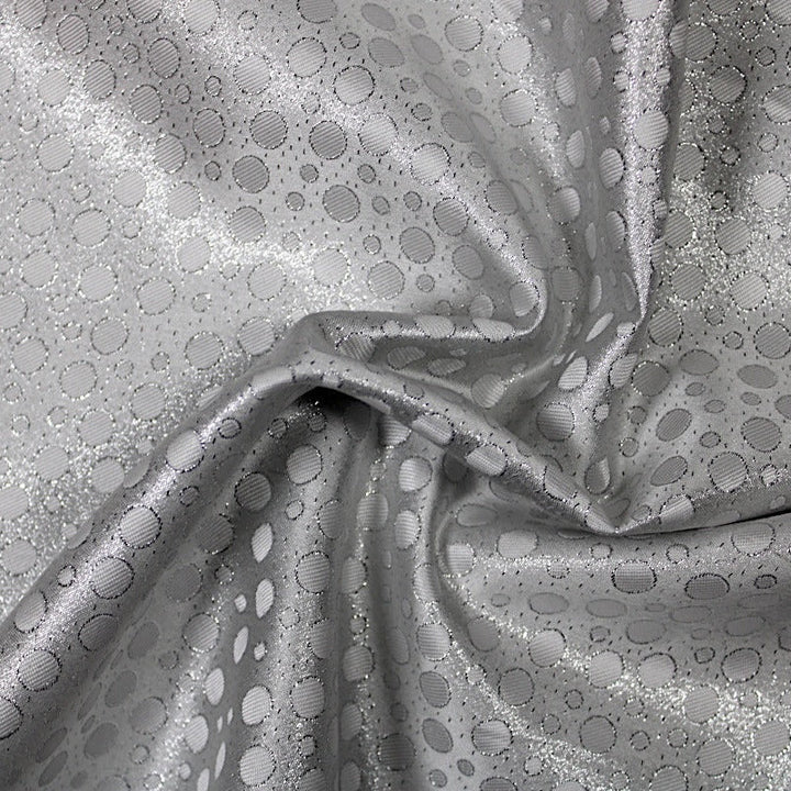 SØLV SATIN JACQUARD STOF MED PRIKKER