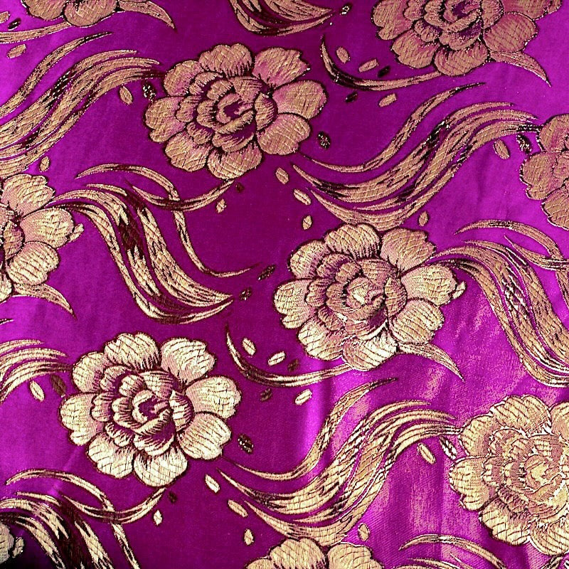 LILLA SATIN JACQUARD STOF MED BLOMSTER