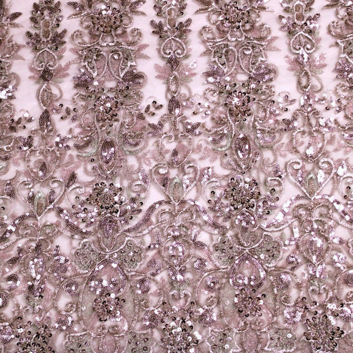 VINTAGE LJUSROSA TYLLTYG MED PALJETTER OCH PÄRLOR