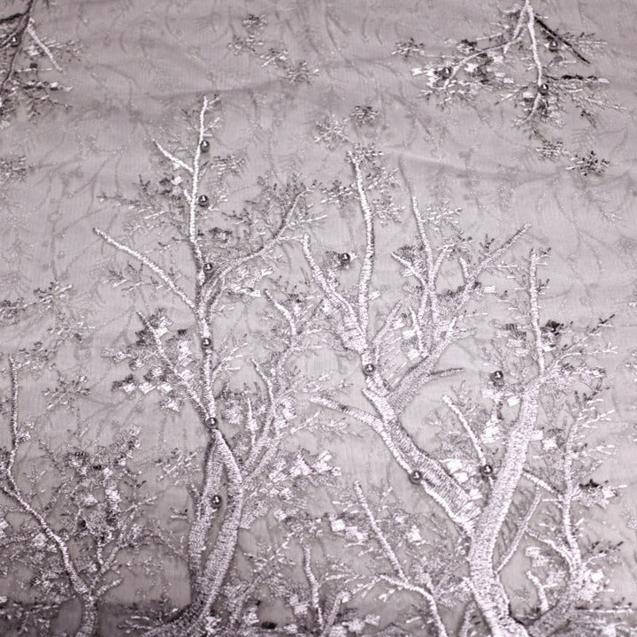SILVER TYLLTYG MED BRODERADE TRÄD