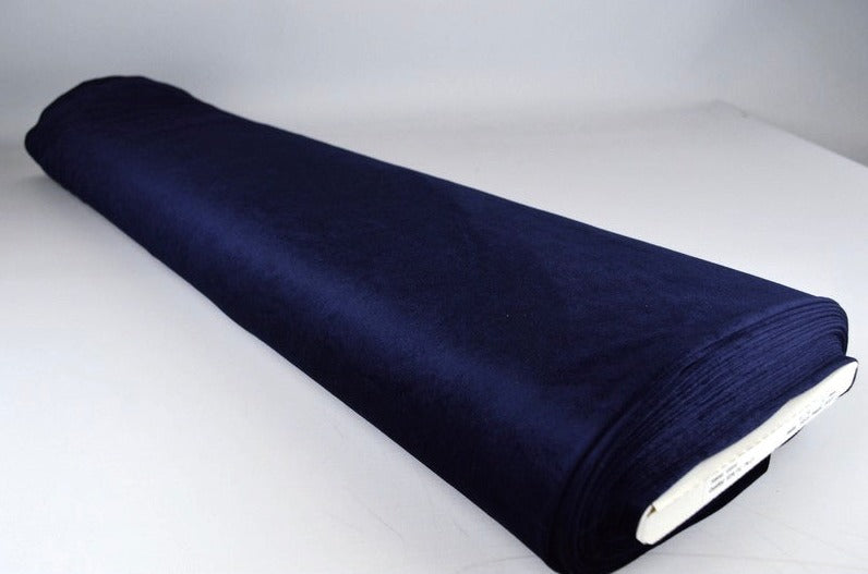 NAVY VELOUR MED STRÆK (reststof - 63 cm)