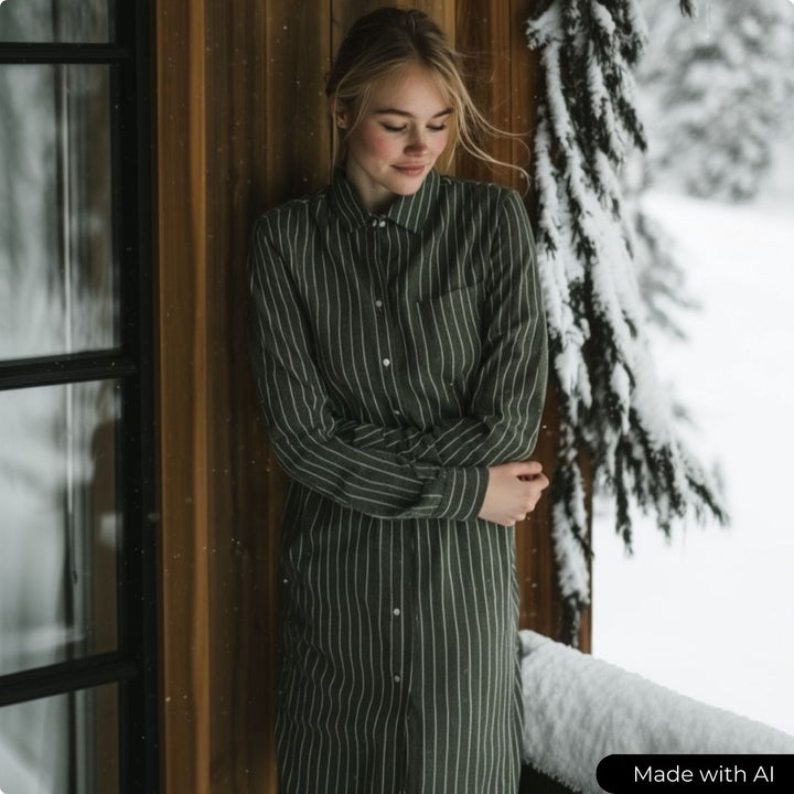 SILVERGRÅ TJOCK RANDIGT FLANEL