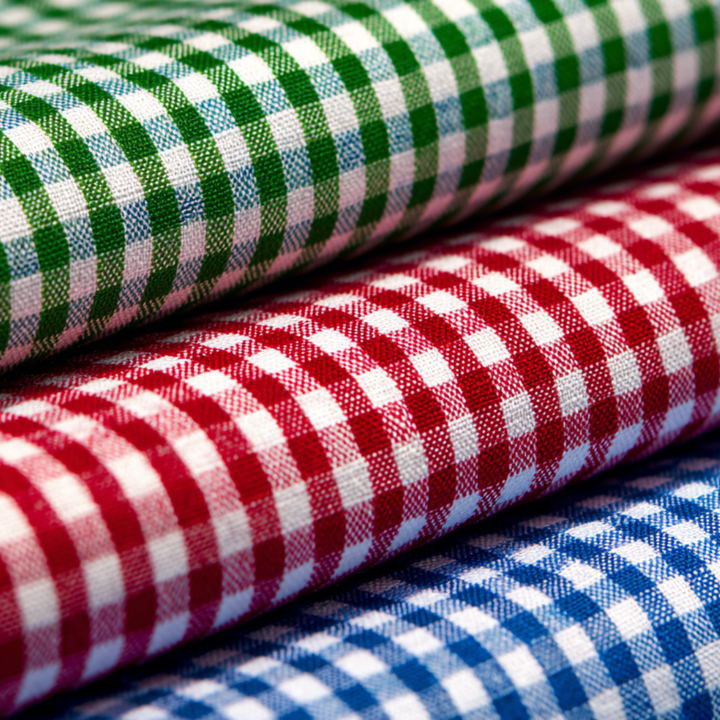 RÖD GINGHAM RUTIGT BOMULLSTYG 6,5 MM GINGHAM RUTOR – OEKO-TEX BOMULL, LÄTT & ANDNINGSBART