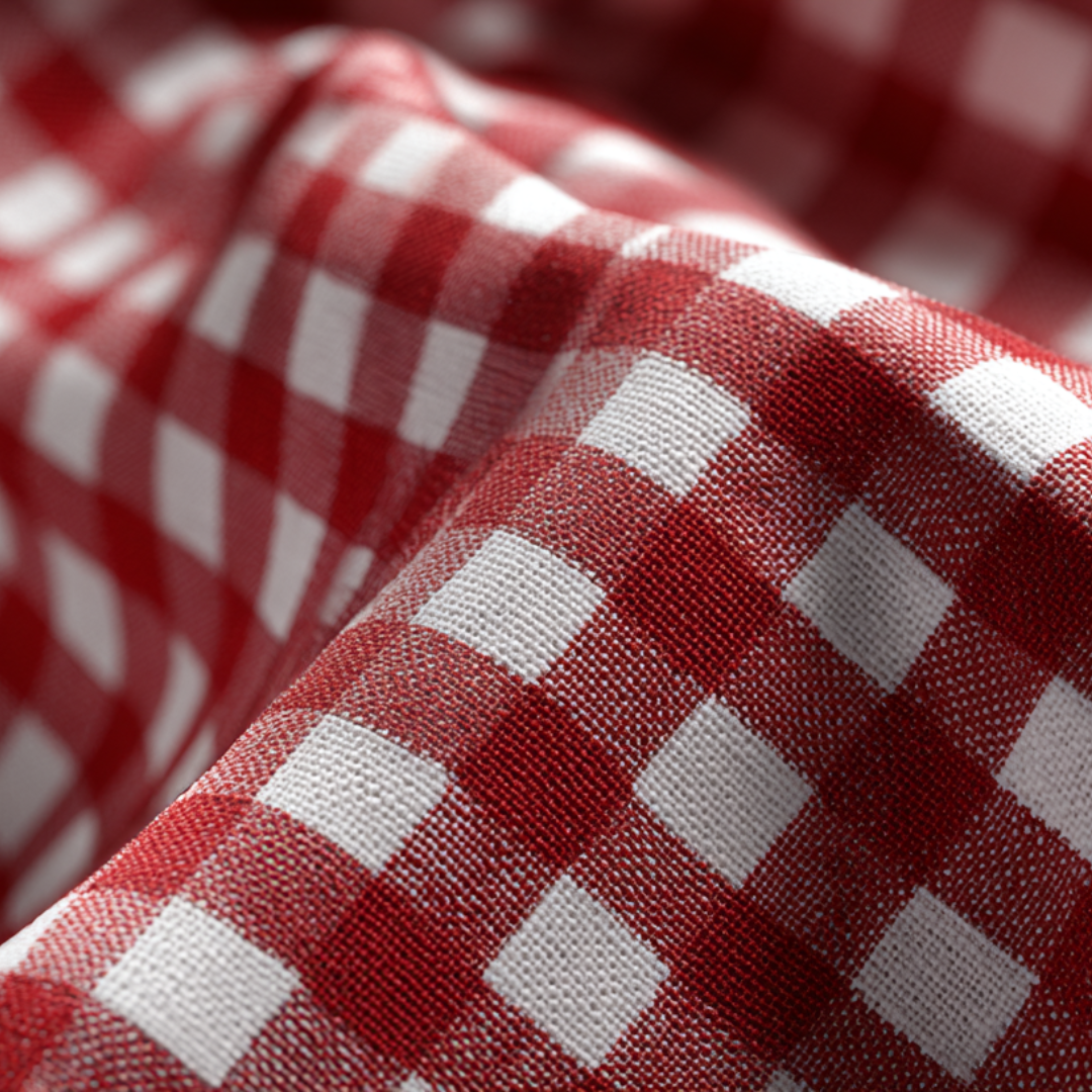 RÖD GINGHAM RUTIGT BOMULLSTYG 6,5 MM GINGHAM RUTOR – OEKO-TEX BOMULL, LÄTT & ANDNINGSBART