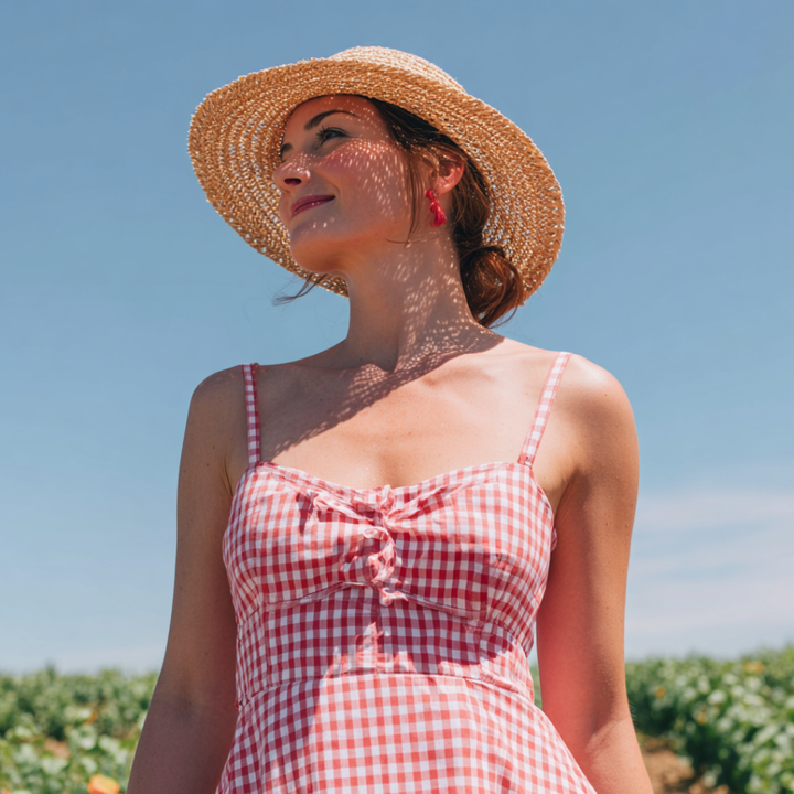 ROSA GINGHAM RUTIGT BOMULLSTYG 6,5 MM GINGHAM RUTOR – OEKO-TEX BOMULL, LÄTT & ANDNINGSBART