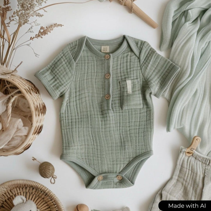 VINTAGE GRÖN EKOLOGISK MUSLIN – MJUKT DUBBELLAG MUSLINTYG (DUBBEL GASVÄV)