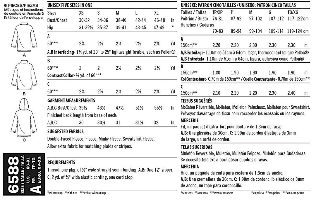 NEW LOOK SYMÖNSTER FÖR UNISEX ÖVERDEL I 3 VERSIONER