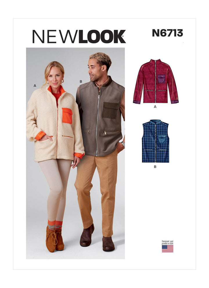 NEW LOOK SYMÖNSTER TILL UNISEX DRAGKEDJATRÖJA ELLER VÄST