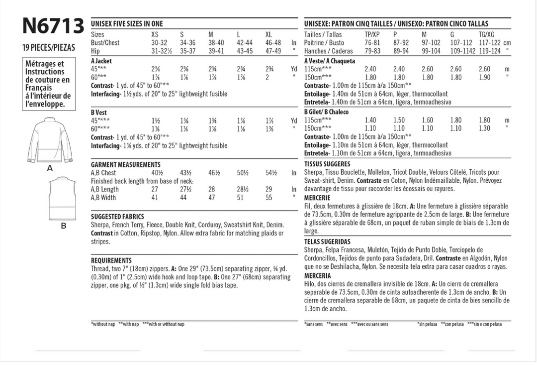 NEW LOOK SYMÖNSTER TILL UNISEX DRAGKEDJATRÖJA ELLER VÄST