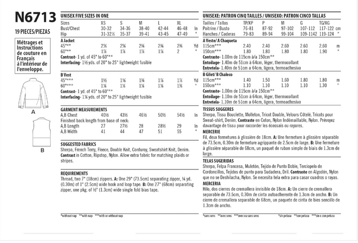 NEW LOOK SYMØNSTER TIL UNISEX LYNLÅSTRØJE ELLER VEST