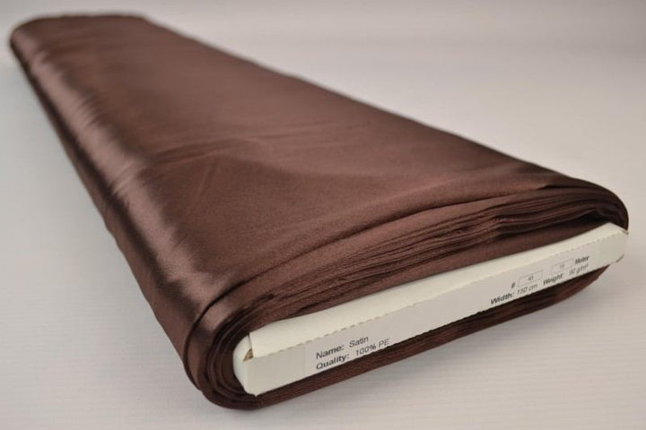 BRUN SATIN TYG – LÄTT & GLANSIGT