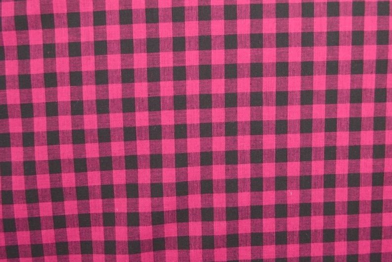 BOMULLSTYG MED VICHYRUTOR – ROSA OCH SVART, 10 X 12 MM