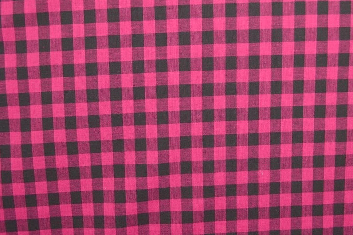 BOMULLSTYG MED VICHYRUTOR – ROSA OCH SVART, 10 X 12 MM