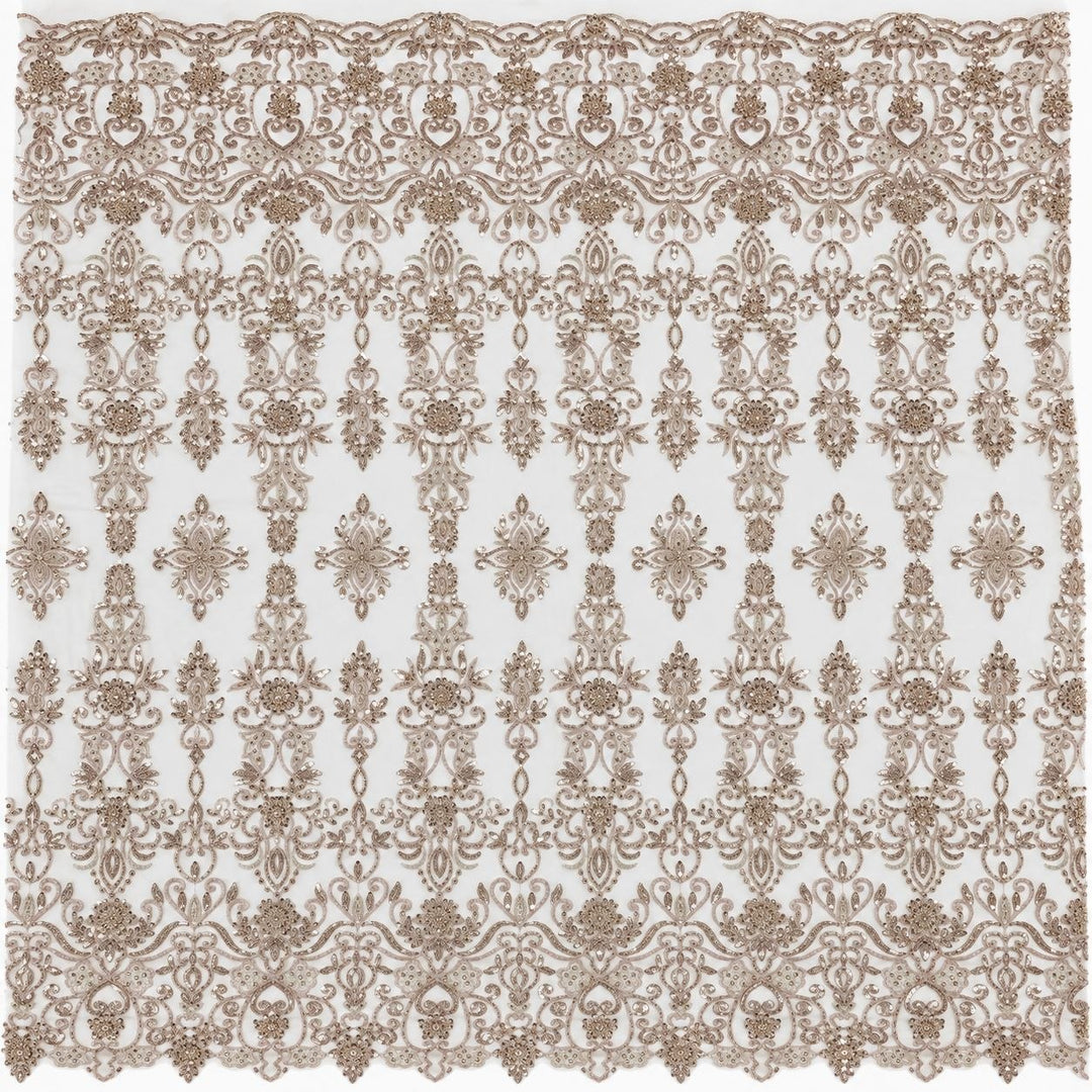 Beige tylltyg med paljetter och pärlor (bild 1 af 3)