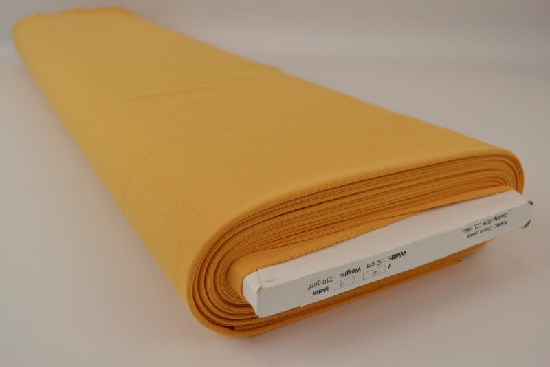 SENAPSGUL BOMULLSJERSEY – NATURLIG, ANDNINGSBAR & STRETCHIG