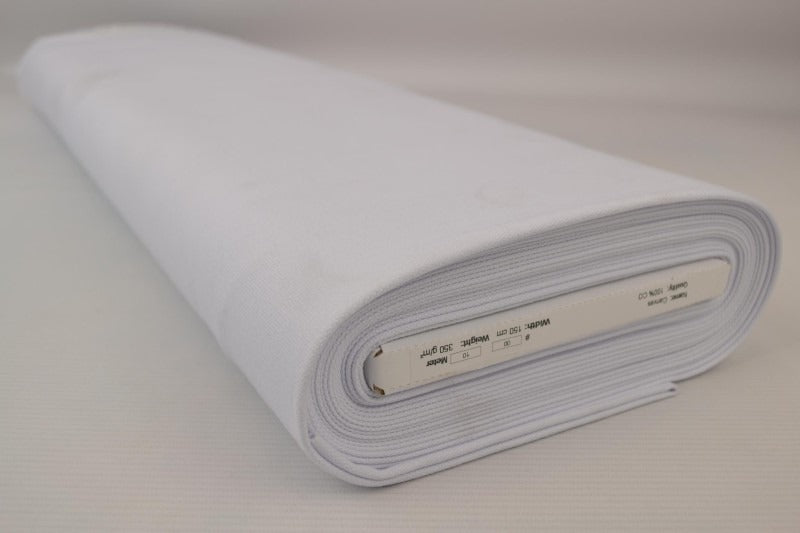 HVID BOMULDSCANVAS – TÆTVÆVET 350 g/m², OEKO-TEX produkt