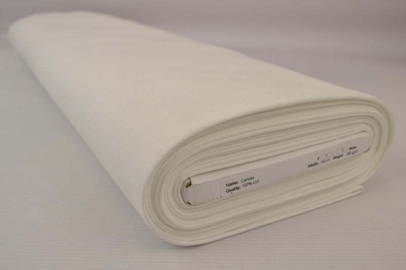 RÅHVID BOMULDSCANVAS – TÆTVÆVET 350 g/m², OEKO-TEX produkt