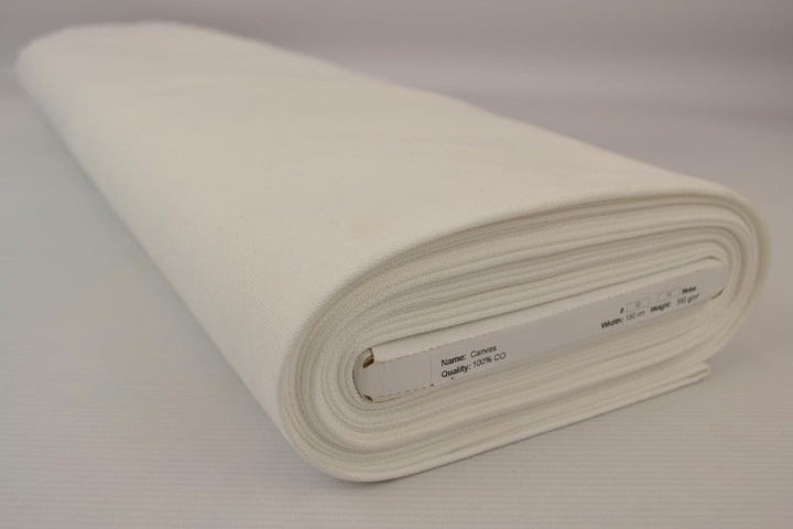 RÅHVID BOMULDSCANVAS – TÆTVÆVET 350 g/m², OEKO-TEX produkt
