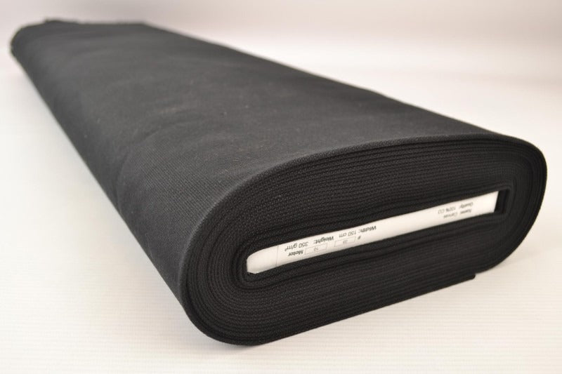 SORT BOMULDSCANVAS – TÆTVÆVET 350 g/m², OEKO-TEX produkt