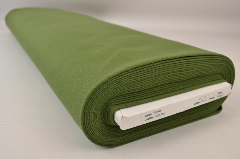 MOSGRØN BOMULDSCANVAS – TÆTVÆVET 350 g/m², OEKO-TEX produkt