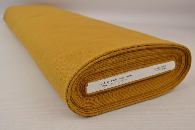 KARRYGUL BOMULDSCANVAS – TÆTVÆVET 350 g/m², OEKO-TEX produkt