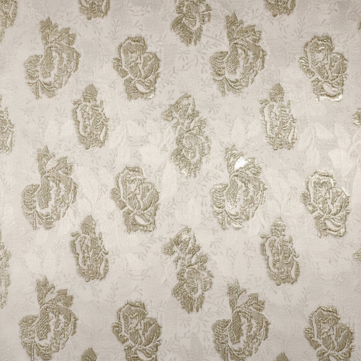 CHAMPAGNEFÄRGAD SATIN JACQUARD TYG MED BLOMMOR (bild 1 av 3)