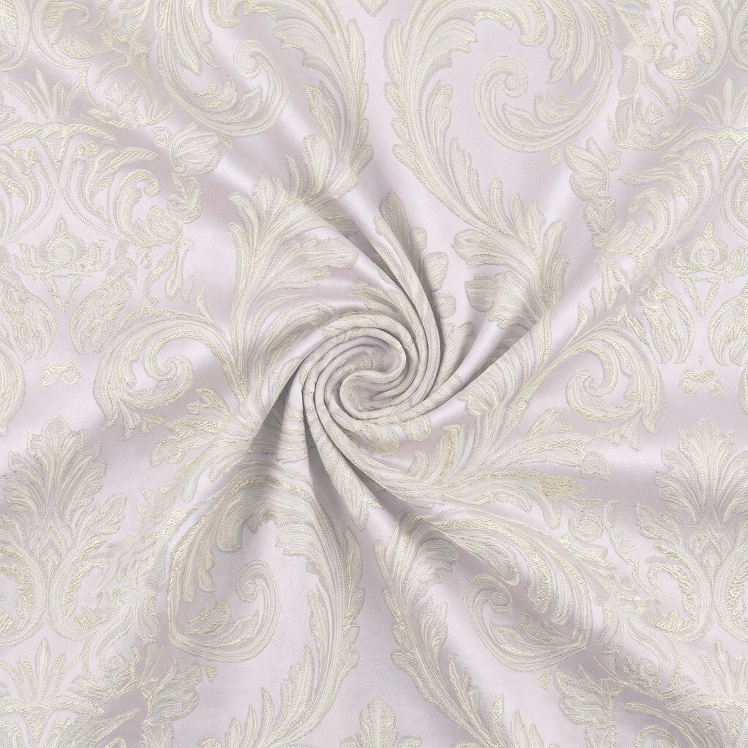 CHAMPAGNEFÄRGAD SATIN JACQUARD TYG MED BLOMSTERRANKOR