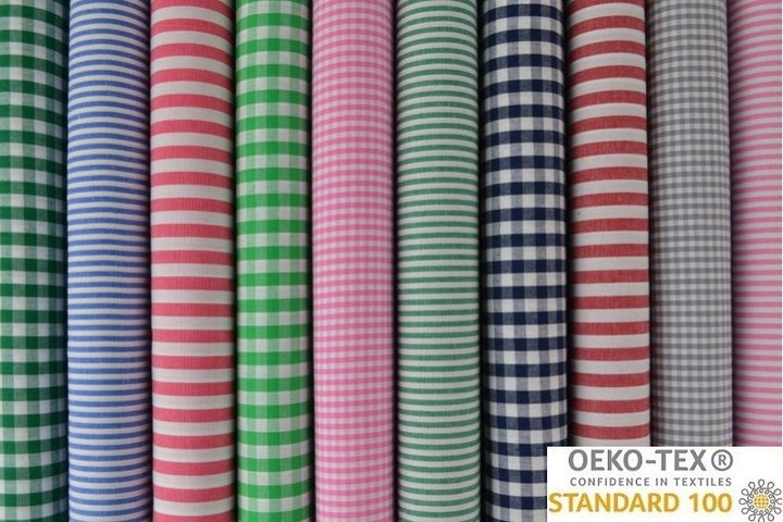 SVART GINGHAM RANDIGT BOMULLSTYG 6,5 MM GINGHAM RUTOR – OEKO-TEX BOMULL, LÄTT & ANDNINGSBART