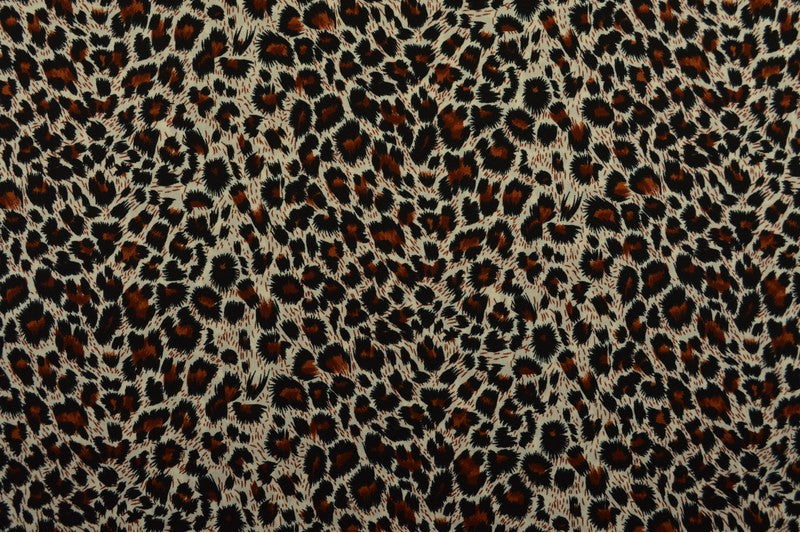 CREME BOMULDSPOPLIN MED LEOPARDPRINT – SORT & BRUN