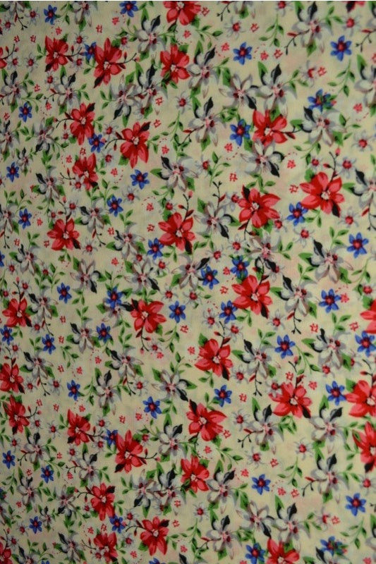 CREME BOMULDSPOPLIN MED MULTIFARVET DITSY BLOMSTERPRINT
