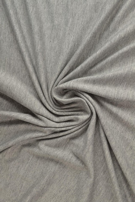 GRÅ MELANGE VISCOSE JERSEY TYG MED STRETCH