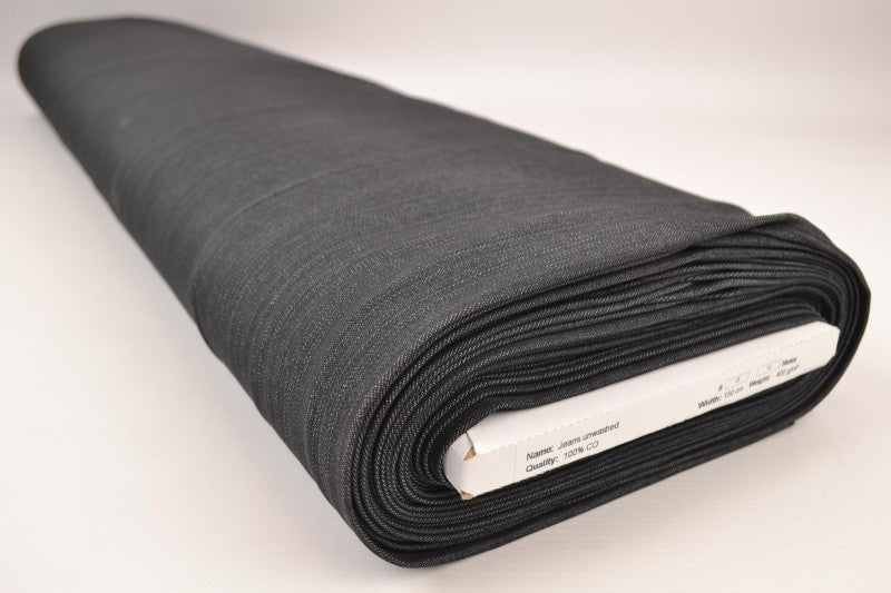 MÖRKGRÅ OTVÄTTAT DENIM MED STRETCH – 370 G/M²