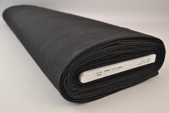 MÖRK ANTRACIT OTVÄTTAT DENIM MED STRETCH – 300 G/M²